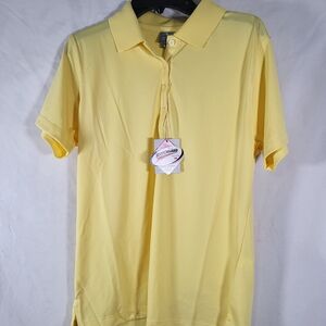 Nwt Page & Tuttle Yellow Short Sleeve Polo Shirt Womens Size Medium